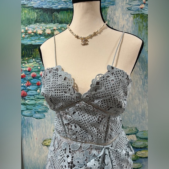Self-portrait size 2 mini blue lace dress - Picture 5 of 13